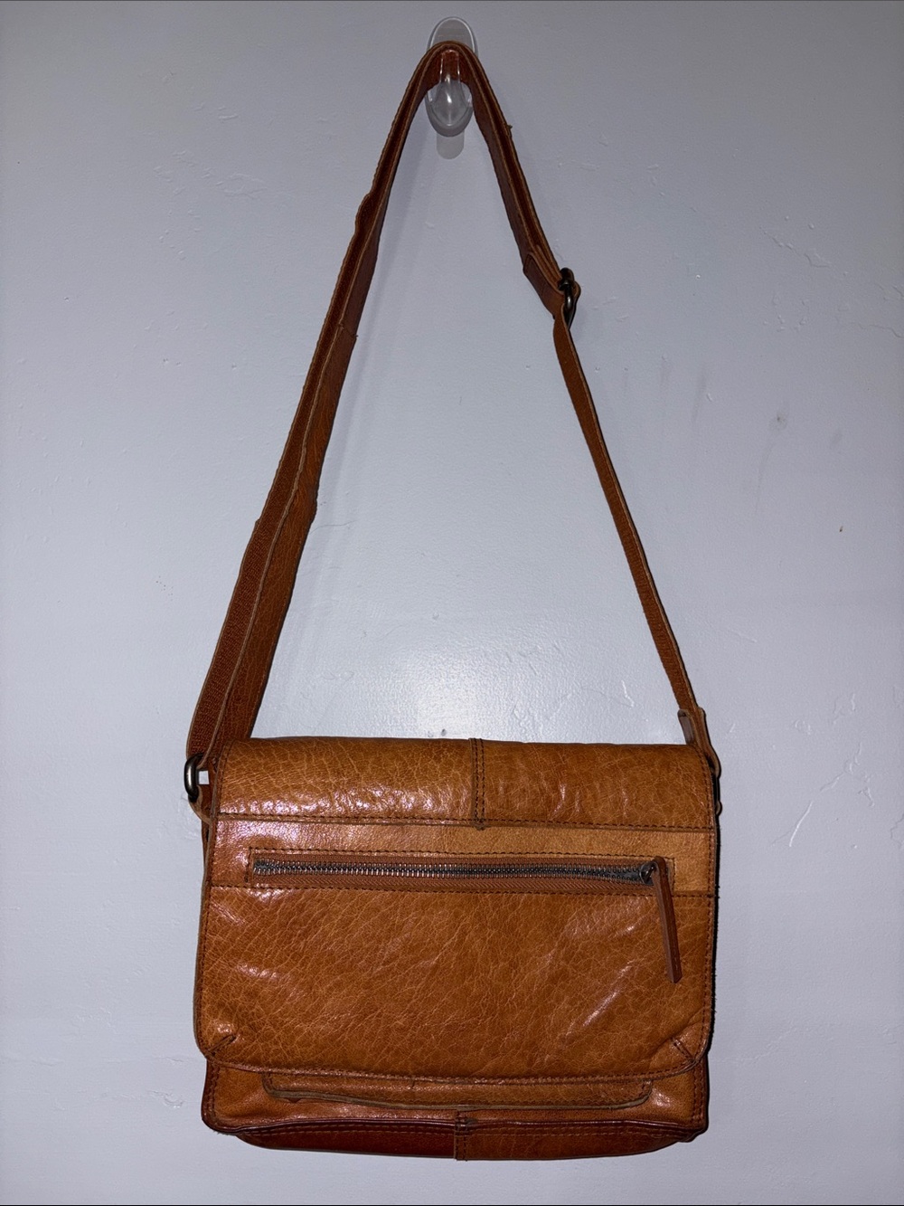 No Stress Genuine Leather Brown Crossbody Messenger Bag Distressed
